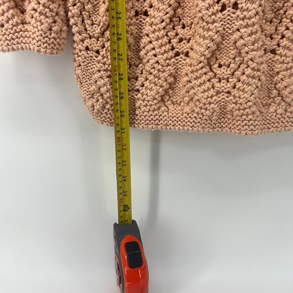 Vintage Made in USA 525 America Crochet Peach Sweater Women's One Size - Picture 5 of 6